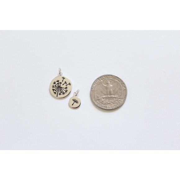 Sterling Silver Big and Small Dandelion Charm Set, Dandelion Charm Set - Picture 3 of 3